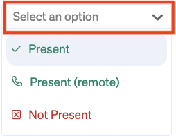 Attendance dropdown