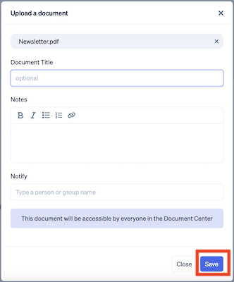 Documents — Upload to Document Center 5