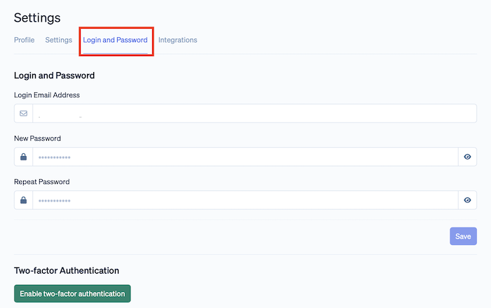 Edit User Settings