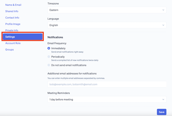 Edit User Settings