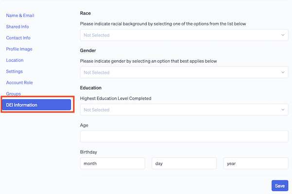 Edit User Request Edit User Settings