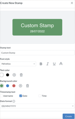 create new stamp menu