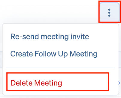 delete meeting drop down