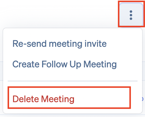 delete meeting drop down