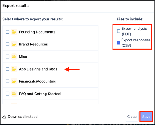 export options