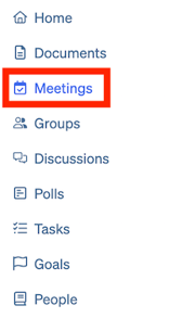 main nav menu meetings