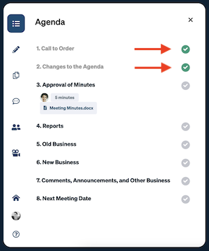 meeting agenda progress checks