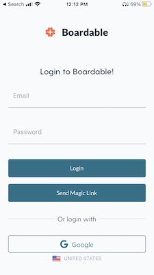 mobile login screen