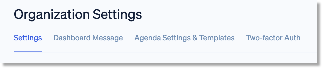 Organization Settings