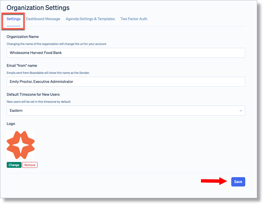 Organization Settings