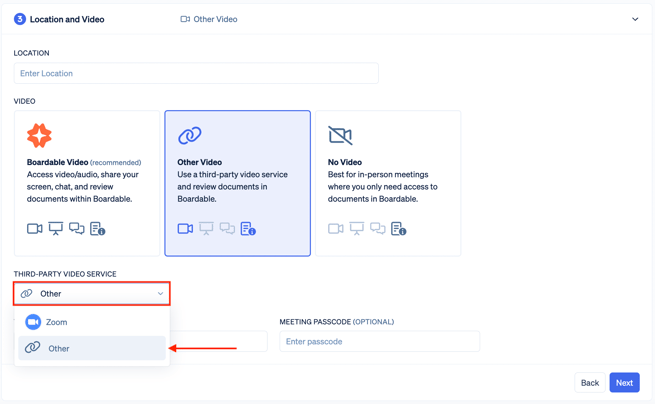 third party video service menu