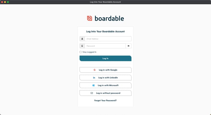 Boardable Login Screenshot